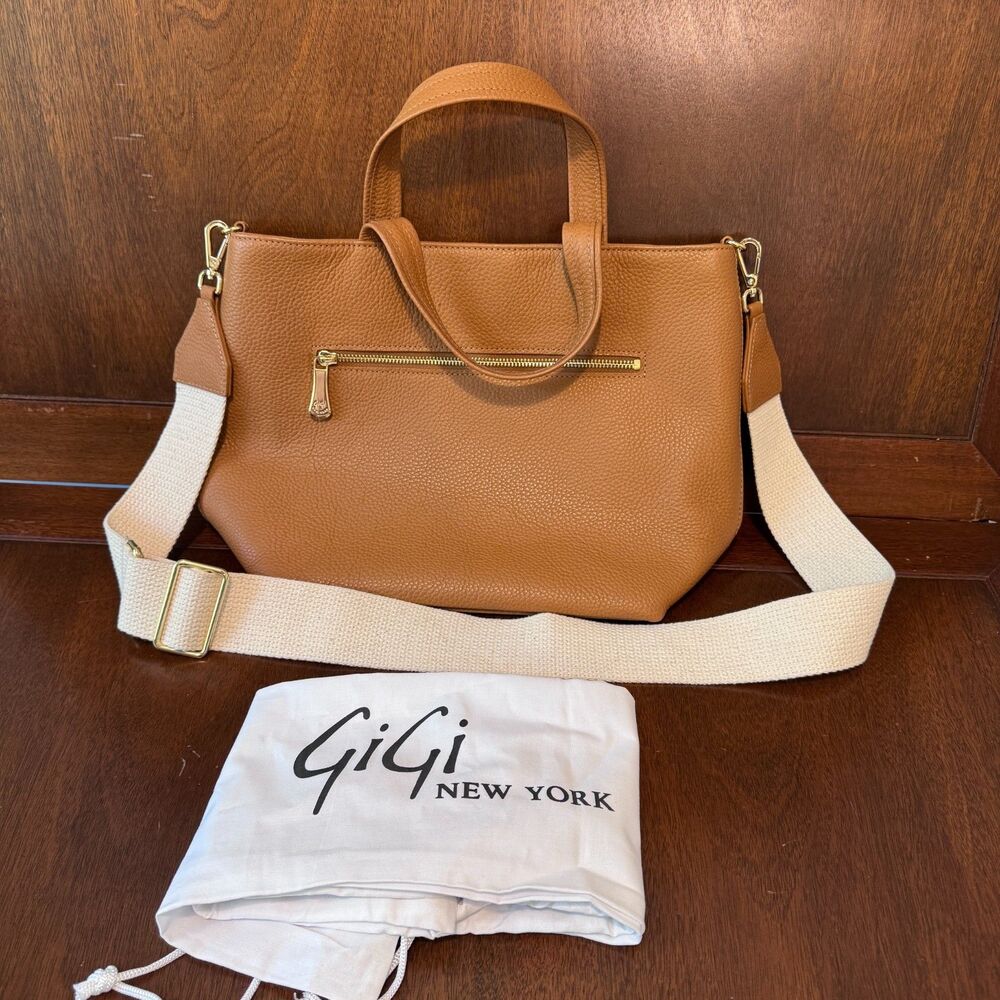 GiGi New York Marnie Pebbled Leather Satchel – Saddle – Slightly Used – Sold Out